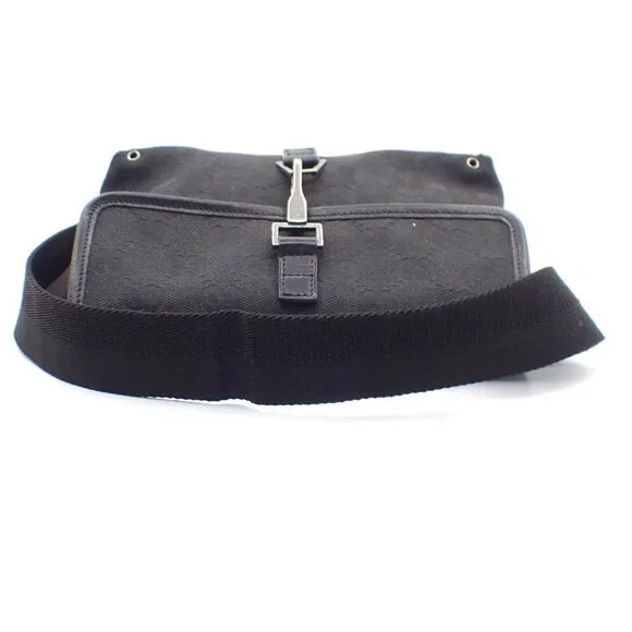 GUCCI Logo GG Pattern Waist Mini Bum Bag Canvas Leather Black SHW Italy 36KC367 - Picture 5 of 15